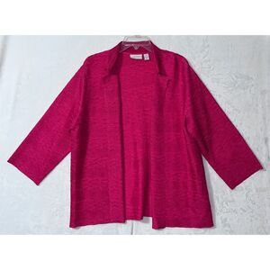 Chico's Women's Pink Open Front Cardigan Standard Size XL 3/4 Sleeve Sweater
